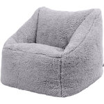 Icon - pouf fauteuil enfant en sherpa, poufs de chambre, salon, gris