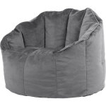 Pouf fauteuil en velours sirena, poufs de salon, chambre, adultes, gris anthracite - icon