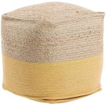 Beliani - pouf de forme cubique 44 x 44 cm fabriqu� en jute beige et en coton jaune avec remplissage ...