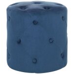 Beliani - pouf de forme cylindrique type chesterfield fabriqu� en velours synth�tique bleu fonc� pour ...