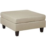Pouf de type ottoman pour canap� modulable ou � acheter seul tapiss� en tissu beige de qualit� pour salon ...
