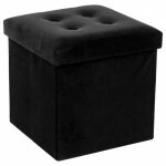 Atmosphera - pouf pliable velours 'lysandre' 38x38cm noir
