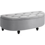 Homcom - pouf de rangement coffre 2 en 1 - pouf design classique chic capitonn demi - cercle - pieds ...