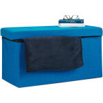 Pouf de rangement pliant coffre repose - pieds hxlxp: 38 x 76 x 38 cm, bleu - relaxdays Pouf de rangement pliant coffre repose - pieds hxlxp: 38 x 76 x 38 cm, bleu - relaxdays