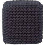 Pouf repose - pieds en tricot cube noir - homescapes