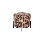 M&s - pouf rond 48x40 cm en tissu velours l�opard