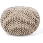 Pouf rond en coton beige  billes de polystyrne accessoire d'intrieur conrad