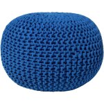 Pouf rond en coton bleu  billes de polystyrne accessoire d'intrieur doux conrad