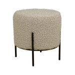 House nordic - pouf rond alford ? tissu bouclette & pieds m�tal noir - beige
