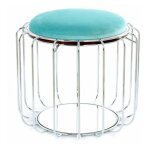 Paris prix - pouf & table d'appoint 'comfortable' 50cm menthe & argent