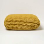 Homescapes - pouf en tricot carr� jaune tr�s grand