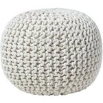 Homescapes - pouf en tricot rond blanc cass
