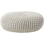 Homescapes - pouf en tricot rond trs grand - coloris blanc cass