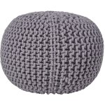 Homescapes - pouf en tricot rond gris fonc