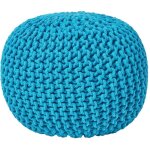 Homescapes - pouf en tricot rond sarcelle