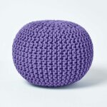 Homescapes - pouf en tricot rond violet