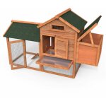 Poulailler en bois avec pondoir et perchoir accueillant 2 poules