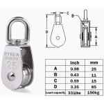 Poulie pour cable, poulie de levage, 2 pi�ces m25 poulie simple en acier inoxydable 304,