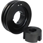 Poulie courroie spa 2 gorges dp 100mm arbre 28mm moyeu 1610