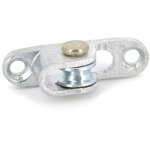 Poulie de renvoi de store pour cordon  4 mm maximum en aluminium brut petit modle 55 x 15mm entraxe ...