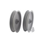 Poulie tendeur  gorge plate avec rebords adaptable . : ext:114, 30mm alsage:9, 5mm.