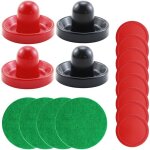 Pousseurs de hockey sur air l�gers bleu fonc� et rouges - palets de rechange rouges pour tables de jeu, ...