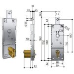 Prefer - serrure de porte basculante point haut � cylindre europ�en preb56108100200