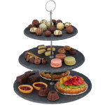Présentoir apéritif, 3 étages, ardoise, serviteur gâteau, poignée en métal, hxd 34 x 30 cm, anthracite ... Présentoir apéritif, 3 étages, ardoise, serviteur gâteau, poignée en métal, hxd 34 x 30 cm, anthracite ...