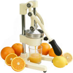 Presse - agrumes relaxdays, manuelle, fonte et inox, h x l x p 39, 5 x 18, 5 x 27, 5 cm, � levier, beige ...