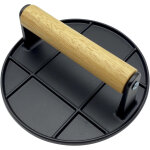 Presse � hamburgers en fonte avec poign�e en bois ?