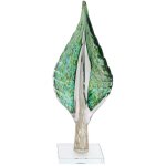 Presse - papier en verre vert en forme de feuille - d�coration moderne et �l�gante