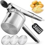 Presse pur�e en acier inoxydable - professionnel presse puree manuel avec 3 disques interchangeables ...