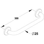 Barre droite 300 mm, inox chrom (sans vis) diamtre 25 mm presto 60575