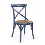 Bizzotto - chaise bistrot 50, 5x52x87 cm en bois bleu et rotin naturel - knei