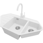 Primagran - evier d'angle en granit 90x50cm, lavabo cuisine 1, 5 bacs + kit de vidage + accessoire, Évier ... Primagran - evier d'angle en granit 90x50cm, lavabo cuisine 1, 5 bacs + kit de vidage + accessoire, Évier ...