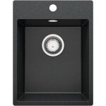 Primagran - evier cuisine en granit 38x50cm, lavabo 1 bac + kit de vidage, �vier � encastrer au meuble ...