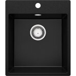 Primagran - evier cuisine en granit 43x50cm, lavabo 1 bac + kit de vidage, vier  encastrer au meuble ...