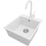 Primagran - evier cuisine en granit 43x50cm, lavabo 1 bac + robinet 32x20cm + kit de vidage, �vier � ...
