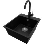 Primagran - evier cuisine en granit 43x50cm, lavabo 1 bac + robinet 32x20cm + kit de vidage, �vier � ...