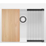 Primagran - evier cuisine en granit 58x50cm, lavabo 1 bac + kit de vidage + Égouttoir enroulable, Évier ... Primagran - evier cuisine en granit 58x50cm, lavabo 1 bac + kit de vidage + Égouttoir enroulable, Évier ...