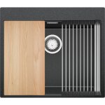 Primagran - evier cuisine en granit 58x50cm, lavabo 1 bac + kit de vidage + Égouttoir enroulable, Évier ... Primagran - evier cuisine en granit 58x50cm, lavabo 1 bac + kit de vidage + Égouttoir enroulable, Évier ...