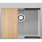 Primagran - evier cuisine en granit 58x50cm, lavabo 1 bac + kit de vidage + Égouttoir enroulable, Évier ... Primagran - evier cuisine en granit 58x50cm, lavabo 1 bac + kit de vidage + Égouttoir enroulable, Évier ...