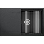 Primagran - evier cuisine en granit 78x50cm, lavabo 1 bac + kit de vidage + �gouttoir enroulable, �vier ...