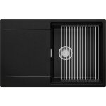 Primagran - evier cuisine en granit 78x50cm, lavabo 1 bac + kit de vidage + �gouttoir enroulable, �vier ...