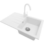 Primagran - evier cuisine en granit 78x50cm, lavabo 1 bac + robinet 32x20cm + kit de vidage, �vier � ...