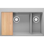 Primagran - evier cuisine en granit 78x50cm, lavabo 2 bacs + kit de vidage + planche à découper, Évier ... Primagran - evier cuisine en granit 78x50cm, lavabo 2 bacs + kit de vidage + planche à découper, Évier ...