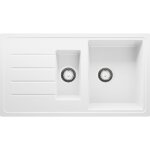 Primagran - evier cuisine en granit 90x50cm, lavabo 1, 5 bacs + kit de vidage, �vier � encastrer au meuble ...