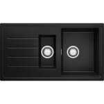 Primagran - evier cuisine en granit 90x50cm, lavabo 1, 5 bacs + kit de vidage, vier  encastrer au meuble ...
