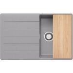 Primagran - evier cuisine en granit 78x50cm, lavabo 1 bac + kit de vidage + planche � d�couper, �vier ...