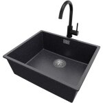 Primagran - evier sous plan 56x47cm, evier en granit 1 bac + robinet 32x20cm + kit de vidage, Évier au ... Primagran - evier sous plan 56x47cm, evier en granit 1 bac + robinet 32x20cm + kit de vidage, Évier au ...